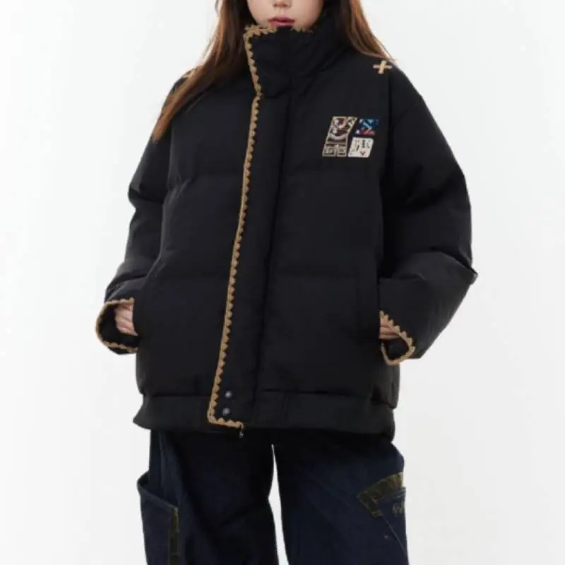 Retro Embroidere Blended Synthetic Fabrics Quilted Jacket-2