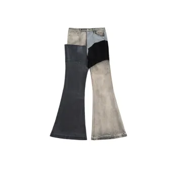 Casual Street Hip Hop Old Contrast Stitching White Jeans