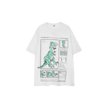Punk Dinosaur Print T Shirt Rock Style Loose Short sleeved
