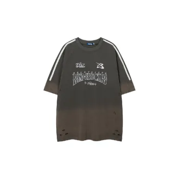 Retro Ripped Cotton Blended Fabric T Shirt