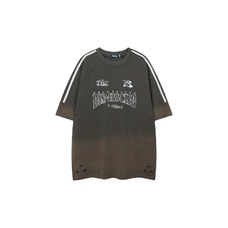 Retro Ripped Cotton Blended Fabric T Shirt-4