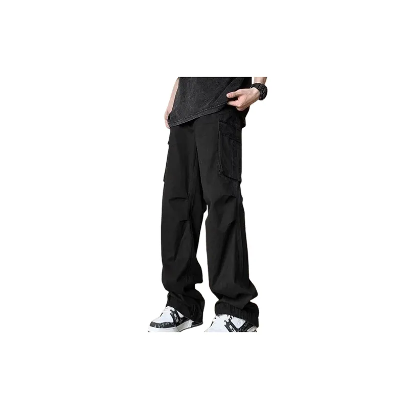 High Street Fashionable Loose Wide leg Straight Pants-3