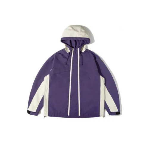 Windproof Stitching Contrast Color Hooded Jacket