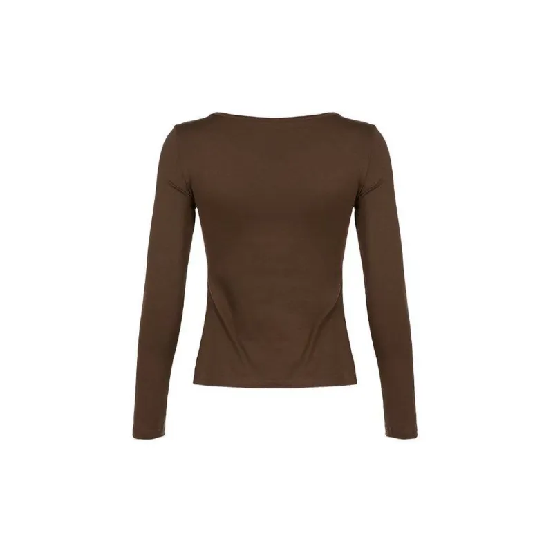 Casual Print Long Sleeve T Shirt Women-3