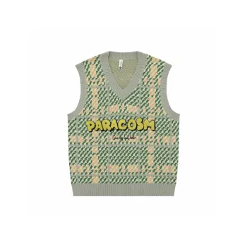 Retro Plaid V Neck Sweater Vest