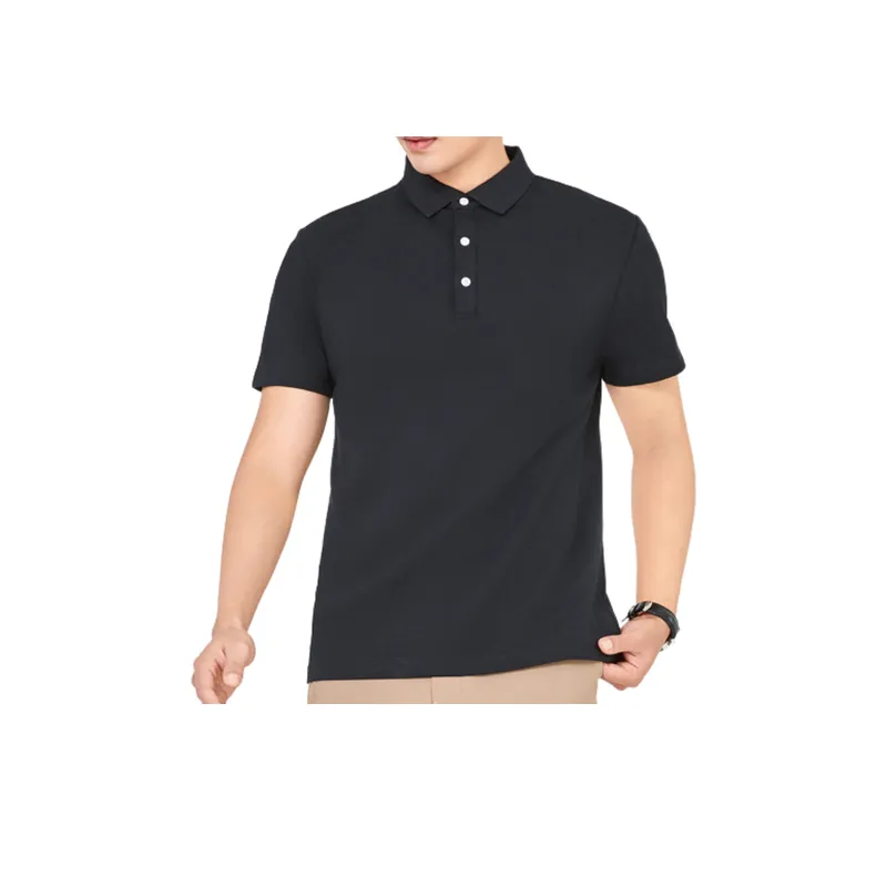 Short sleeved Embroidered Cotton Lapel T shirt-13