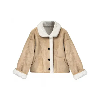 Fashionable Loose Suede Fabric Jacket