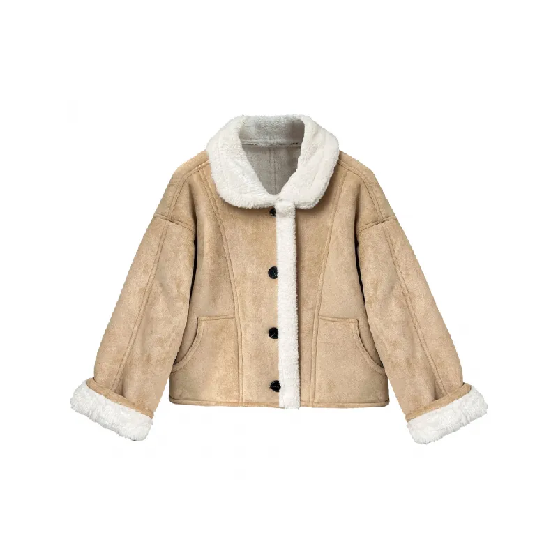 Fashionable Loose Suede Fabric Jacket-4