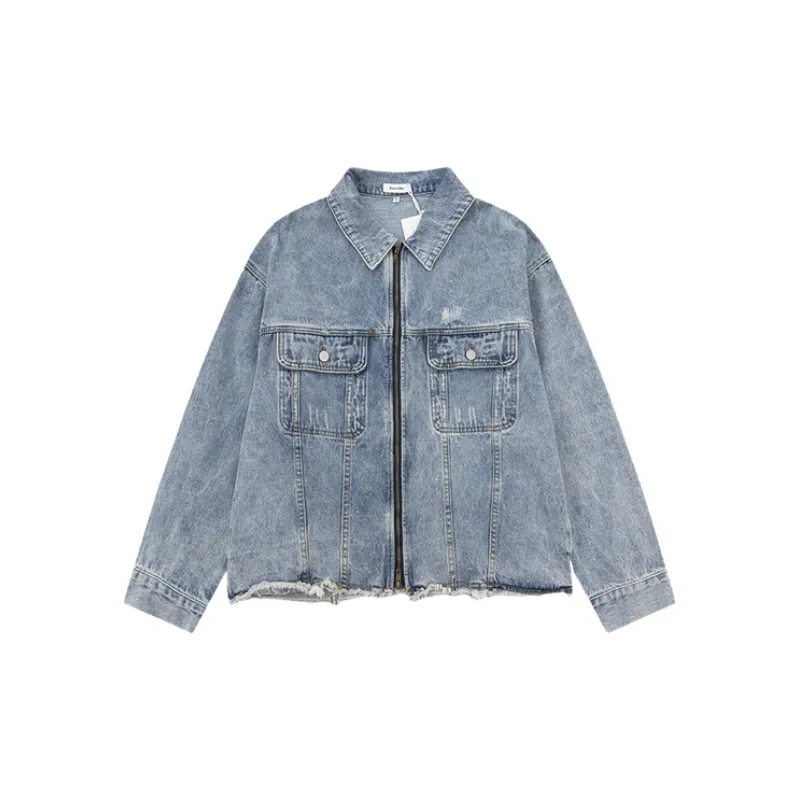 Retro Washed Loose Denim Jacket-0