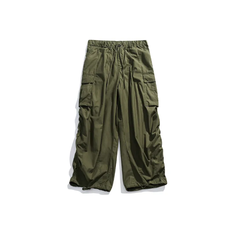 Solid Color Retro Outdoor Loose Casual Straight Pants-6