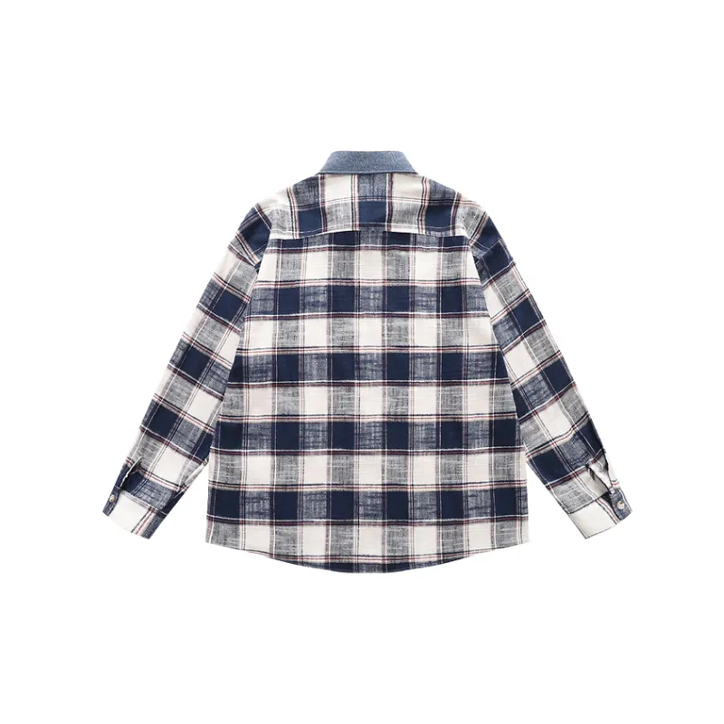 Retro Plaid Cotton Blended Fabric Shirt-3