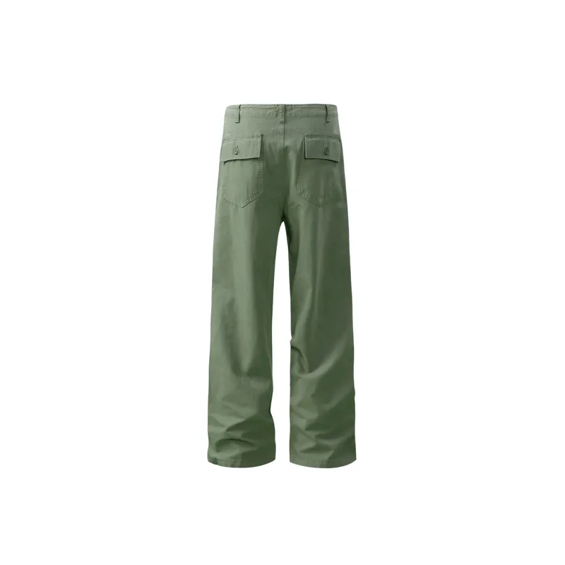 Retro Washed Straight Leg Cotton Casual Pants-3