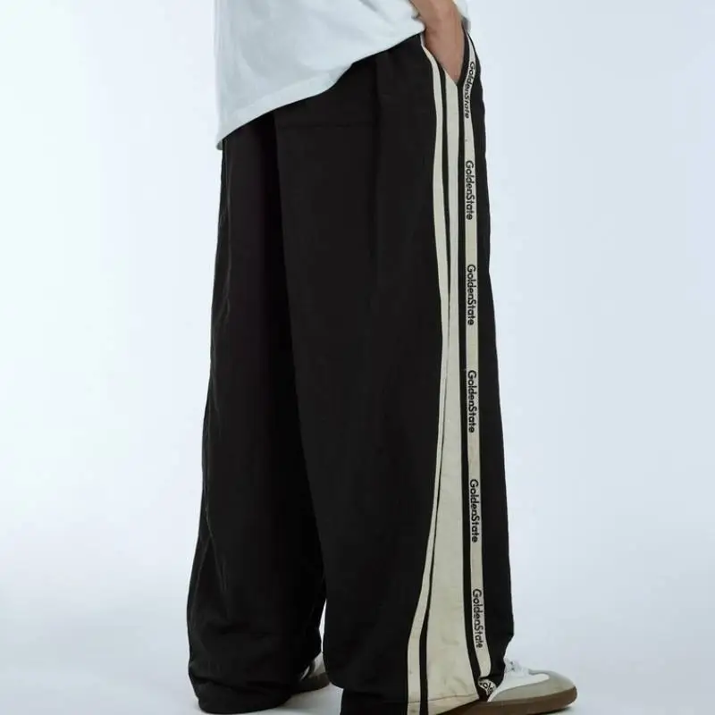 Street Striped Nylon Casual Pants-2