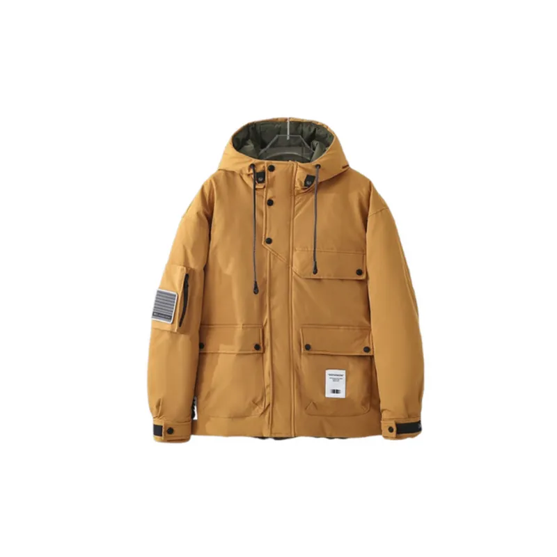 Windproof Fleece Lined Stand Collar Down Jacket-0