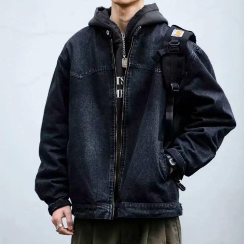 Simple Retro Washed Denim Jacket-1