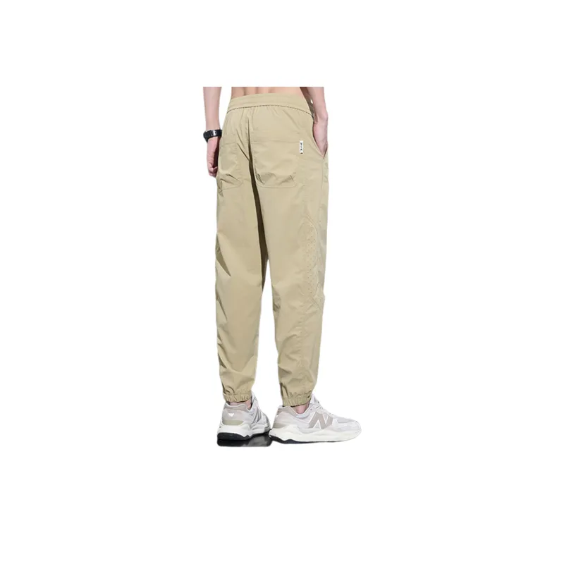 Solid Color Elastic Waist Loose Casual Pants-5