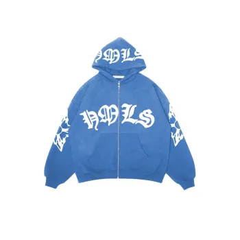 Zipper Gothic Letter Print Hoodie