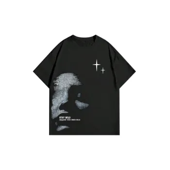 Casual Print Washed Cotton T Shirt