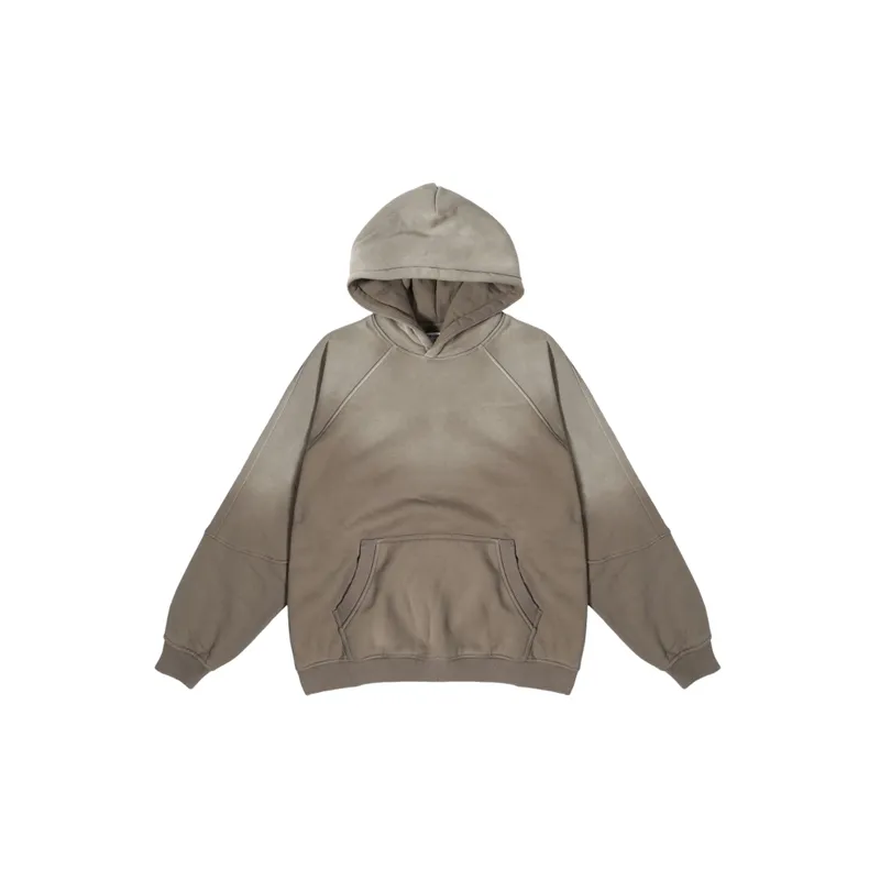 Gradient Color matching Old Oversize Loose Hooded Sweater-0