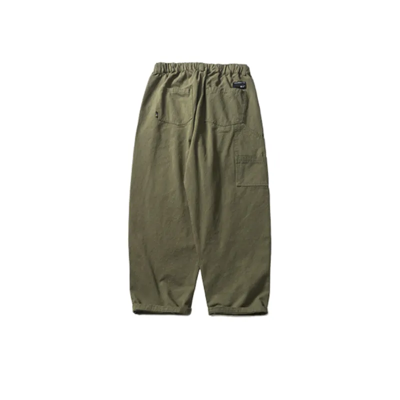 Solid Color Drawstring Casual Pants-3