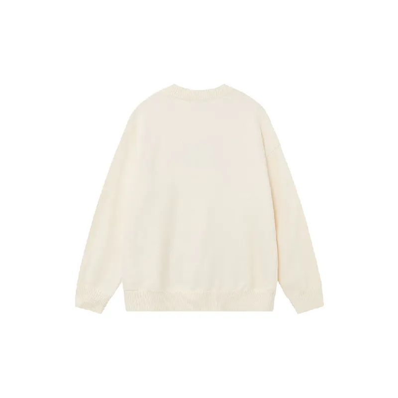 Fashionable Cartoon Letter Printed Long Sleeve Cotton Blended Fabric Sweater-1