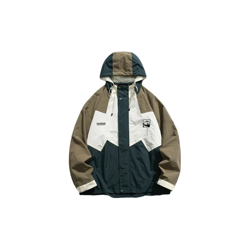 Retro Color Split Jacket Loose Casual Jacket-0