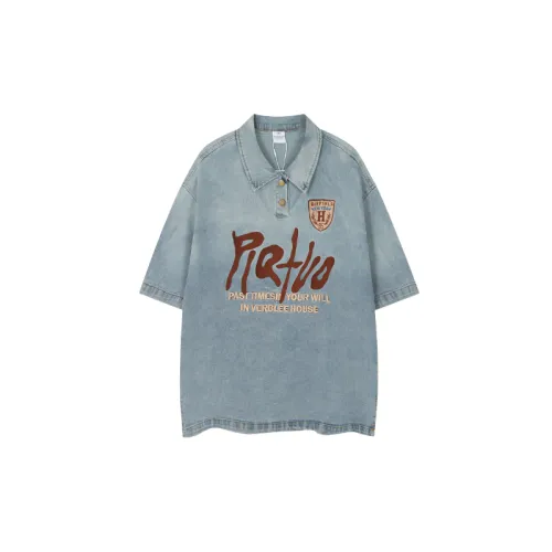 Retro Letter Blended Synthetic Fabrics Polo