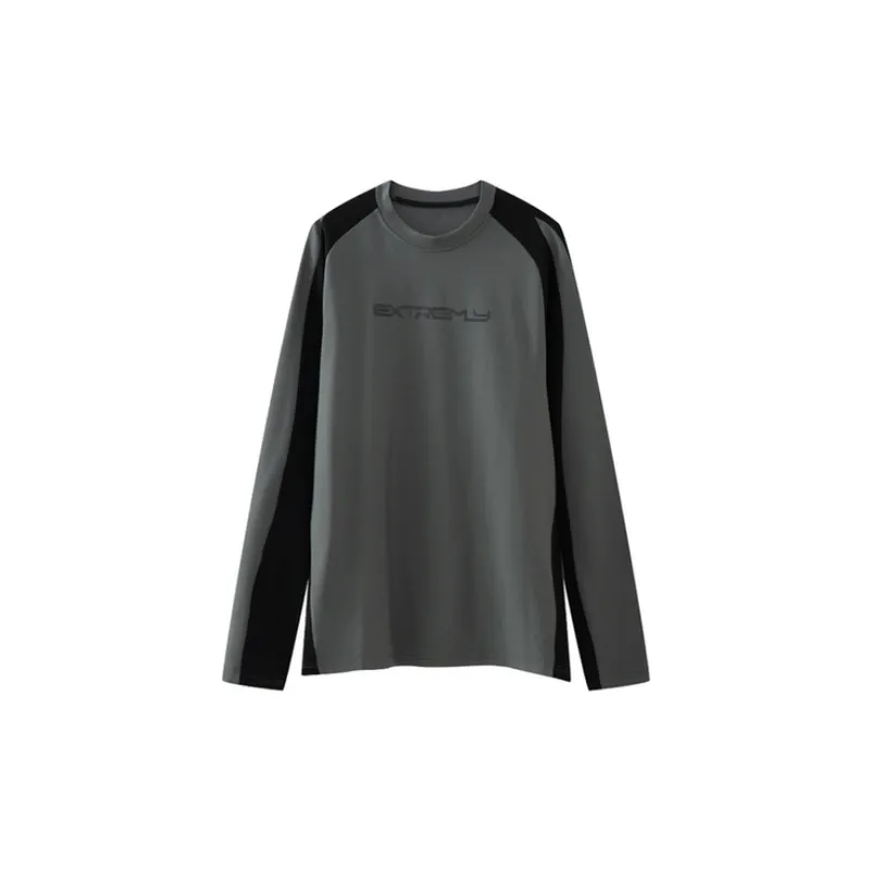 New Arrival Color Blocked Crew Neck Lettered Loose Top-0