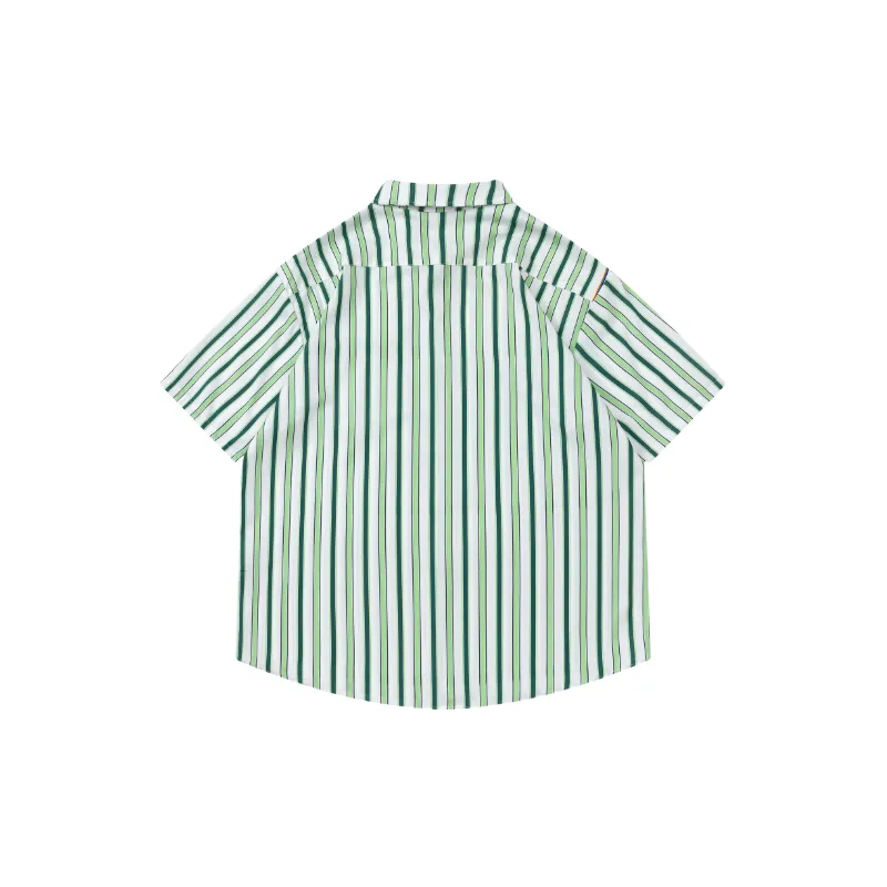 Retro Striped Polyester Shirt Unisex-11