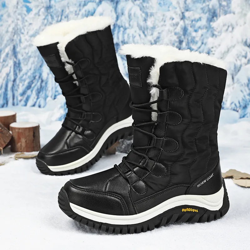 Basics Contrast Faux Fur Snow Boots-1