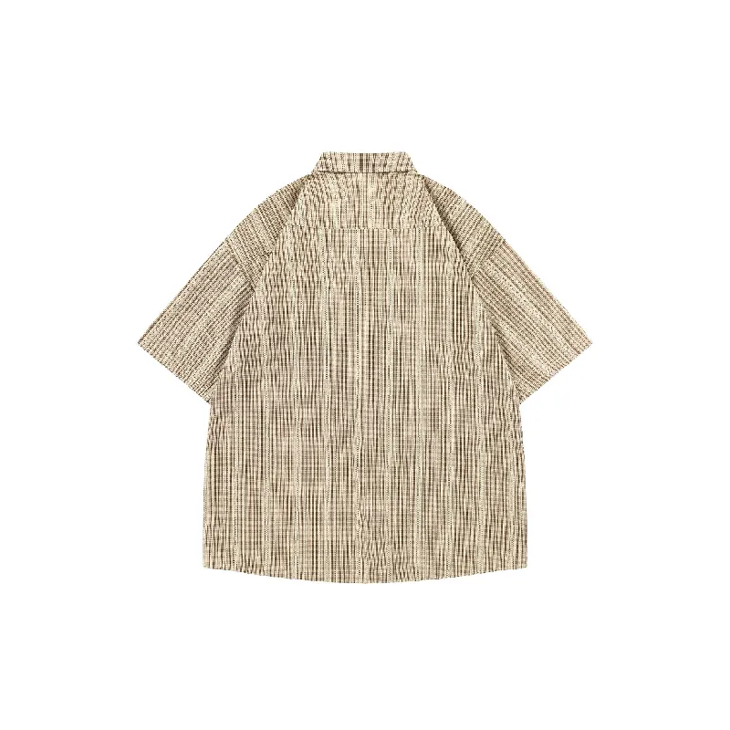 Retro Plaid Cotton Polyester Blend Shirt Unisex-3