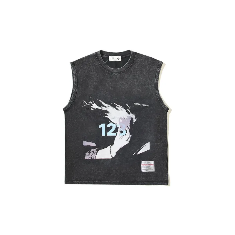 Retro Washed Distressed Vest-0