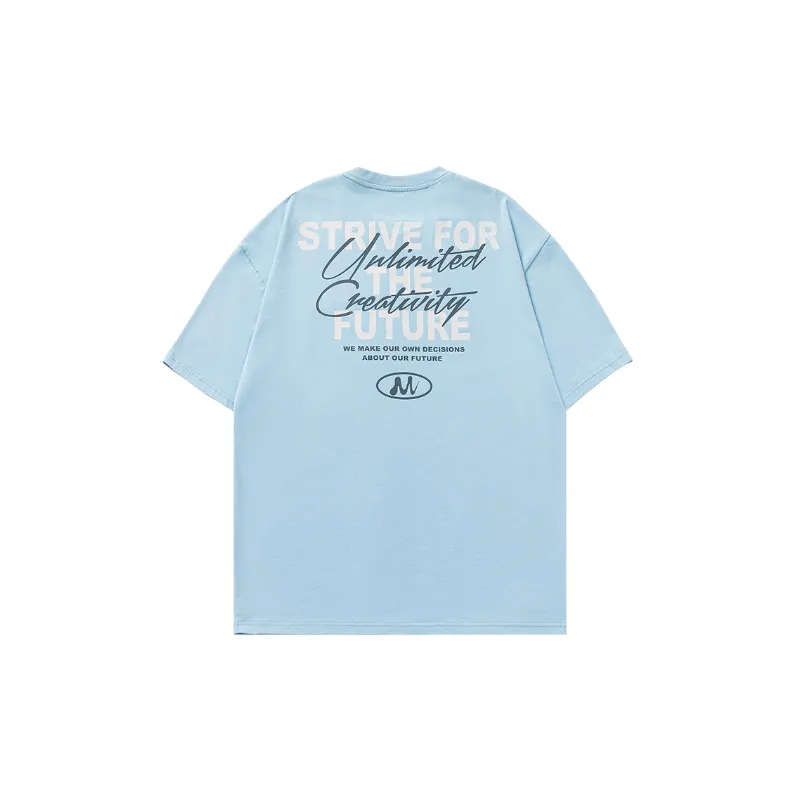 Casual Letter 100% Cotton T Shirt-9