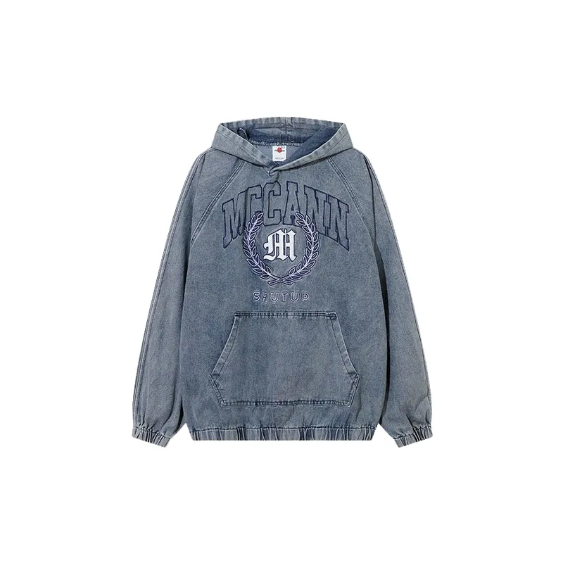 Washed and Distressed Letter Hoodie-0