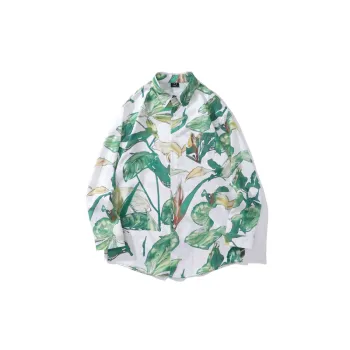Retro Green Oil Painting Floral Lazy Shirt