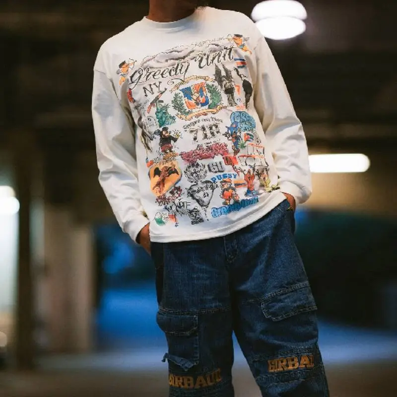 Oversize Graffiti Long Sleeved T Shirt-4