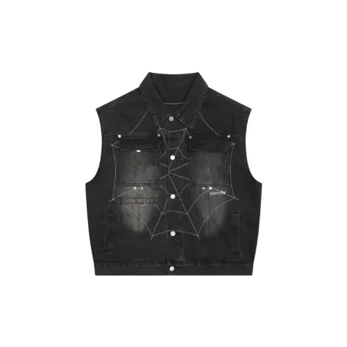 Loose Spider Web Denim Vest