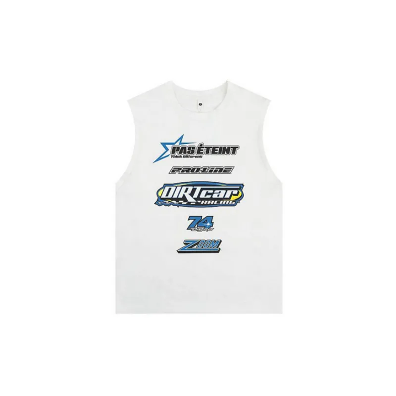 Loose Casual Letter Print Sleeveless Vest-4