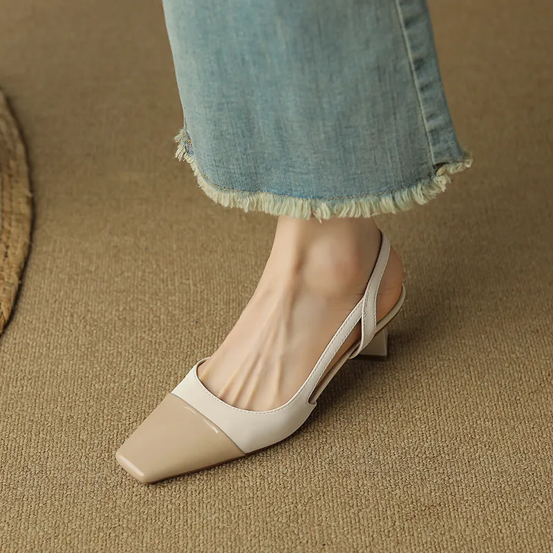 Simple Contrast Color High Heels-2