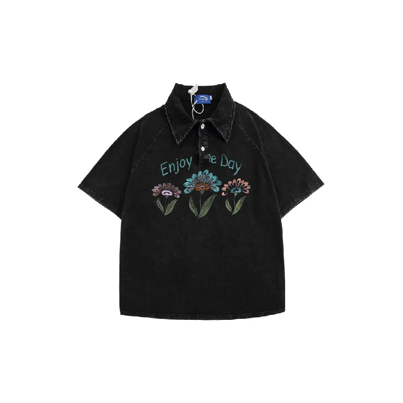 Retro Print Cotton Polo-0