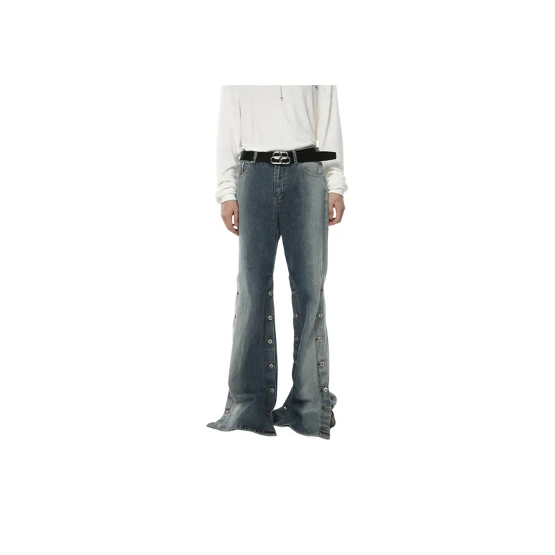 Niche Buckle Design Gradient Jeans-2