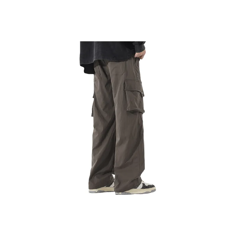 Retro Fashion Blended Synthetic Fabrics Cargo Pants-1