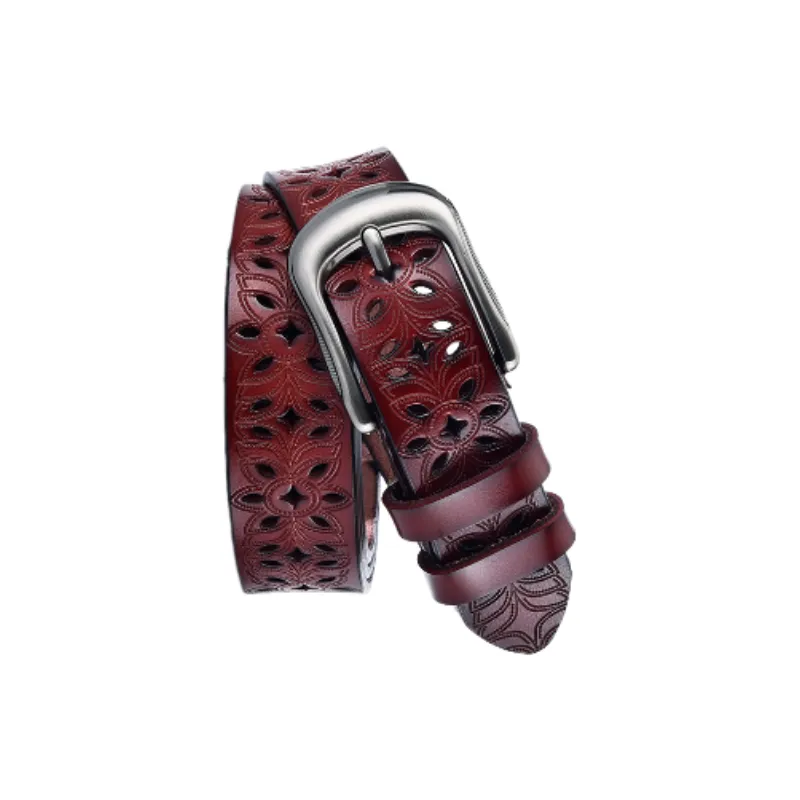 Retro Plain Leather Belt Women-2