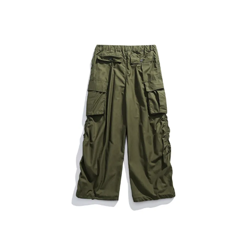Solid Color Retro Outdoor Loose Casual Straight Pants-7