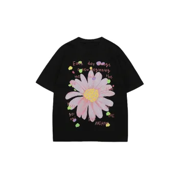 Simple Flowers Cotton T Shirt Unisex