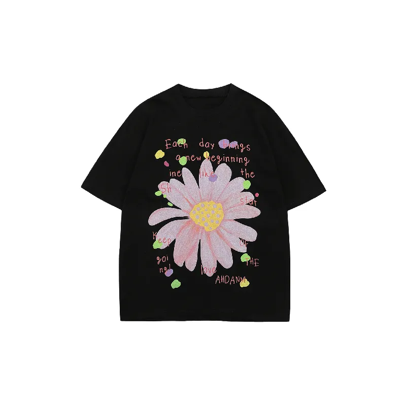 Simple Flowers Cotton T Shirt Unisex-2