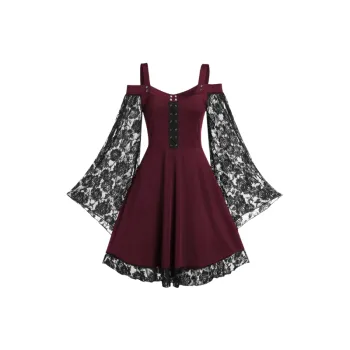 Fashionable Retro Lace Dress Women