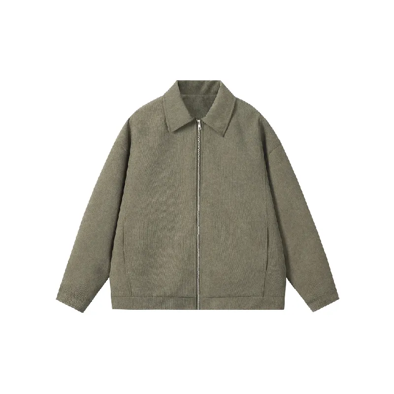 Casual Plain Corduroy Jacket-0