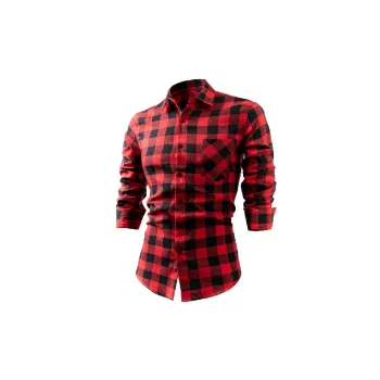 Casual Plaid Cotton Blended Fabric Shirt