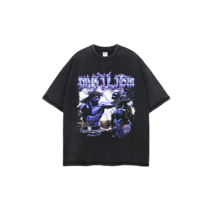 Washed Distress 100% Cotton T Shirt-0
